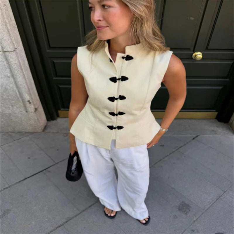 Nouvelle Collection 2026 – Gilet Chemise Sans Manches Ajusté pour Femme : Élégant, Stylé et Unique