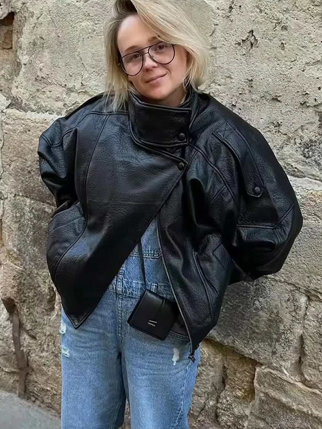 Veste Faux Cuir Femme – Oversize, Style Streetwear Automne-Hiver