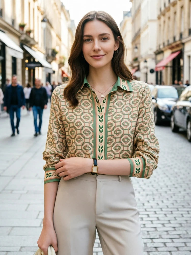 Nouvelles chemises élégantes pour femmes de bureau, chemisiers imprimés tendance pour femmes, hauts à manches longues, Blusas Mujer