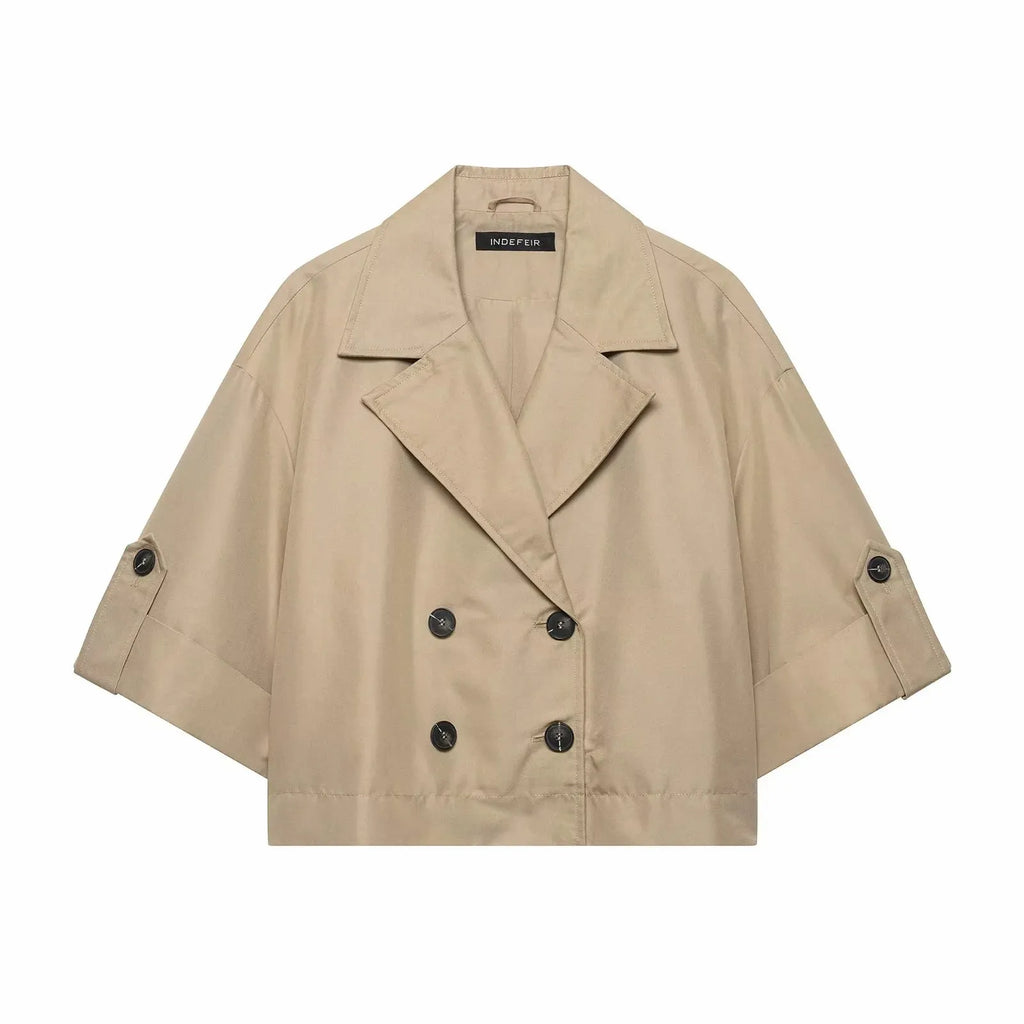 Trench Court Double Boutonnage Femme – Style Vintage Urbain