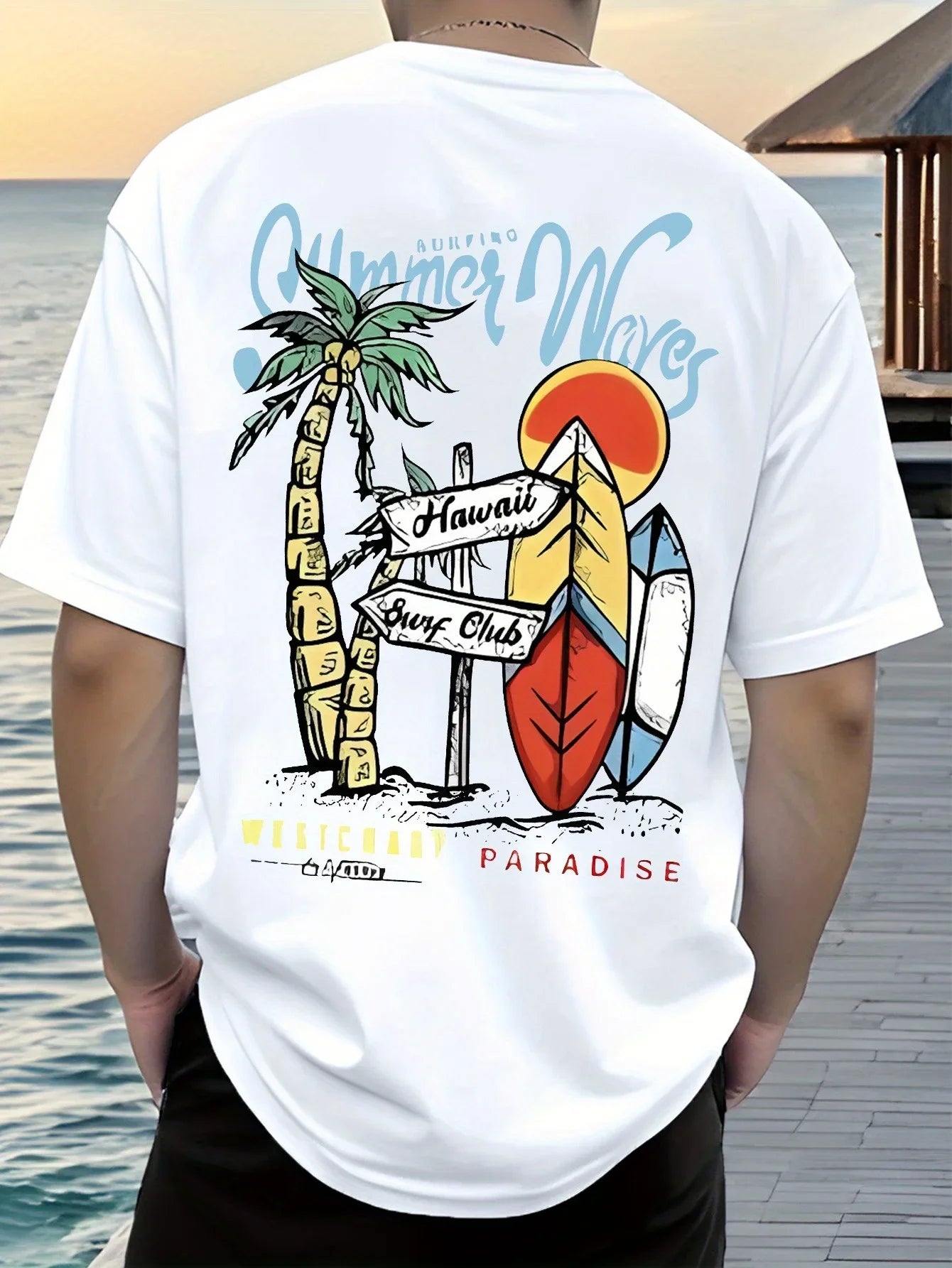 T-Shirt Hawaïen Homme – Coton 100% & Imprimé Vagues