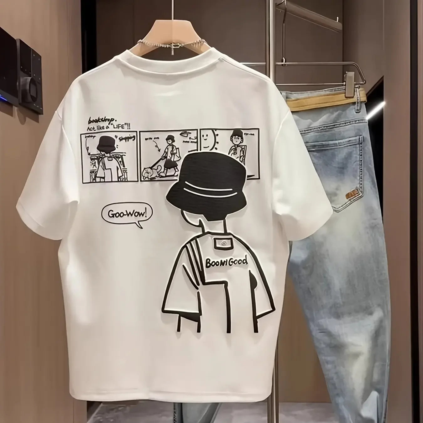 T-shirt décontracté pour homme 100% coton, confortable, à manches courtes, style streetwear tendance, imprimé, pour l'été, t-shirt pour couple