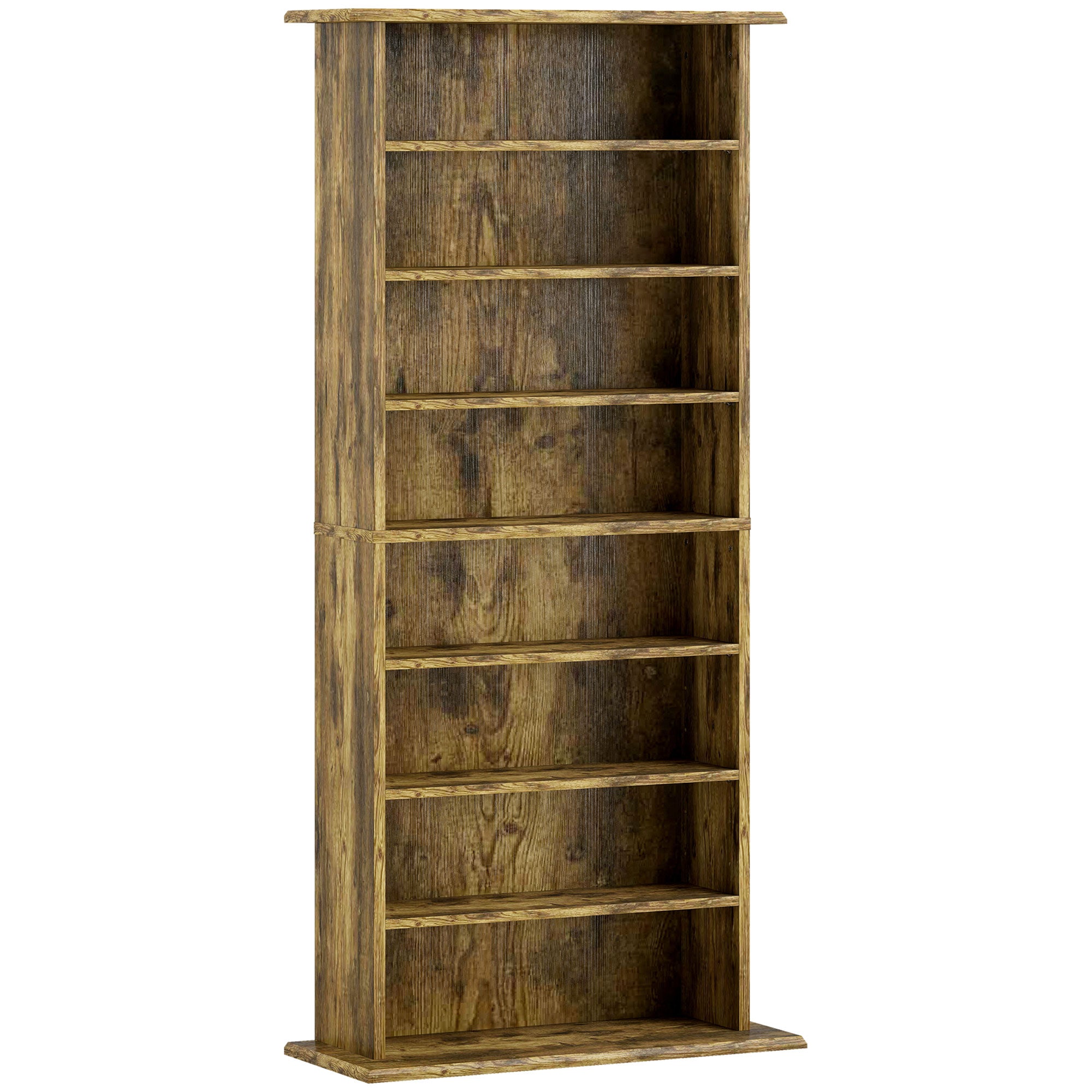 Rangements pour CD et DVD avec 8 compartiments et 6 étagères réglables, capacité max. 360 CD/185 DVD et Blu-ray, marron