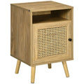 Table de chevet table de nuit avec placard porte cannage et niche design vintage 39 x 35 x 60 cm naturel