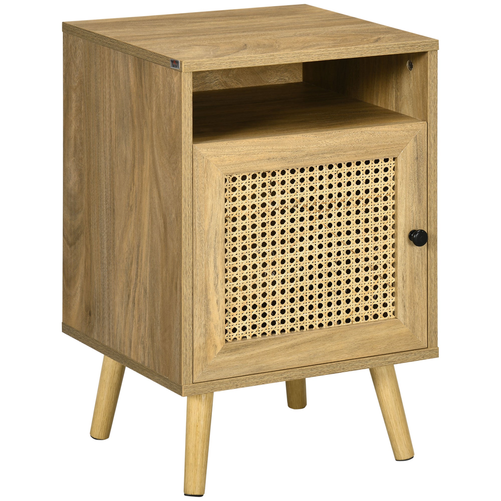 Table de chevet table de nuit avec placard porte cannage et niche design vintage 39 x 35 x 60 cm naturel