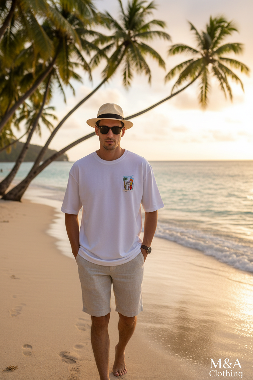 T-Shirt Hawaïen Homme – Coton 100% & Imprimé Vagues